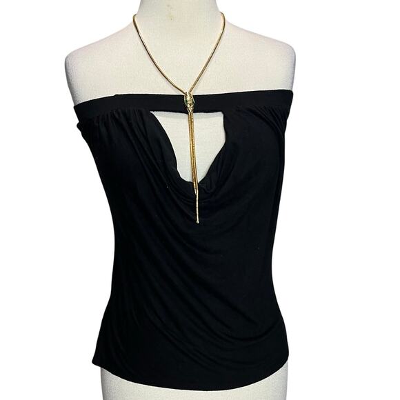 SKY Y2K Black Halter Top Snake Chain Necklace Drape Cutout Sexy Vintage 2000s - Picture 1 of 14